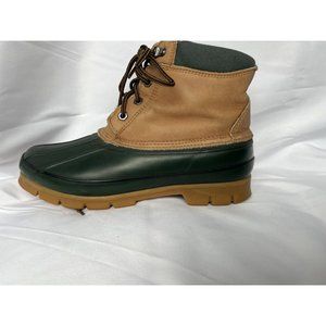 Lands End Mens‎ 7 Womens 9 Boots Tan Green  Duck Thinsulate Waterproof EUC